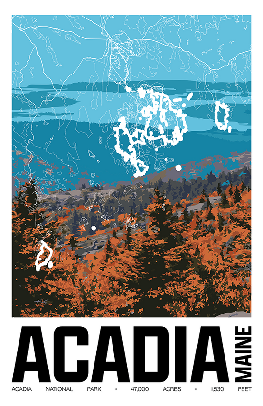 Acadia National Park – Perimeter Map Print
