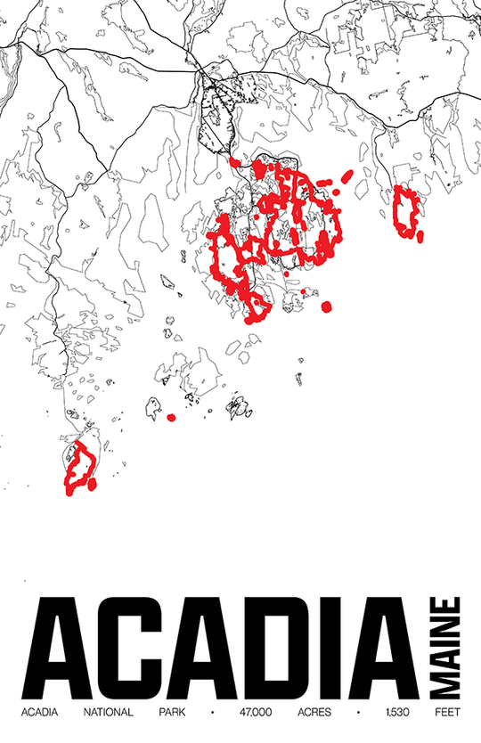 Acadia National Park – Perimeter Map Print
