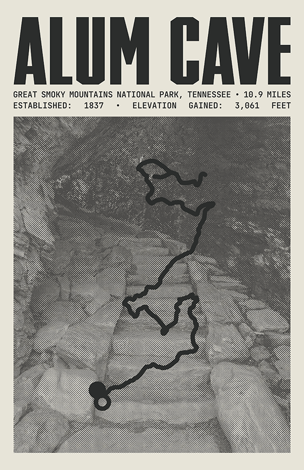 Alum Cave Trail Poster | Great Smoky Mountains National Park Prints