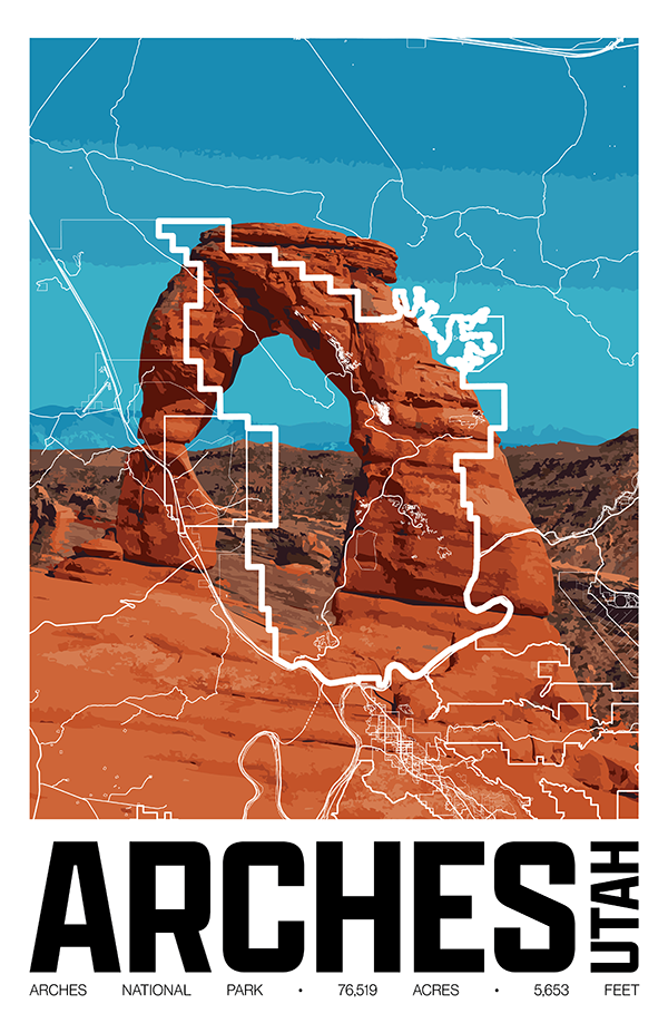 Arches National Park – Perimeter Map Print