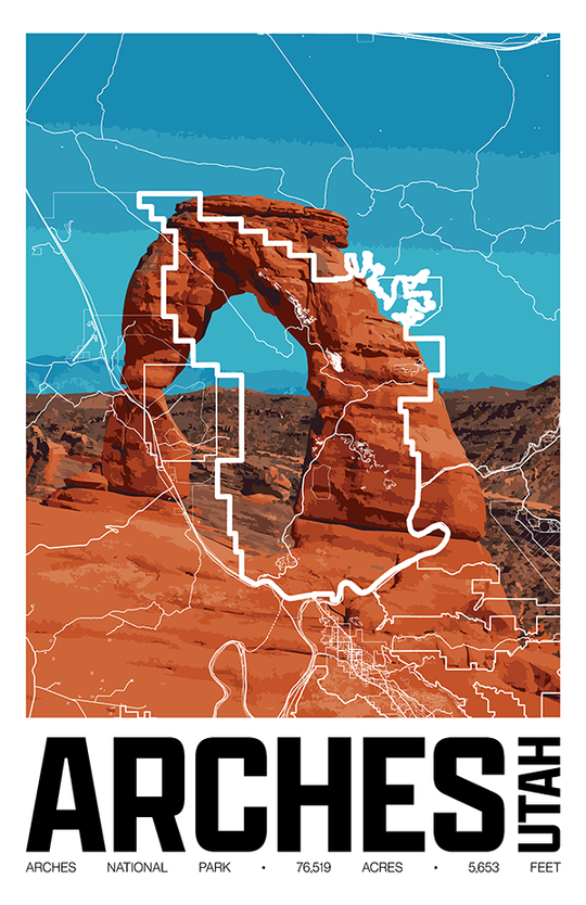 Arches National Park – Perimeter Map Print