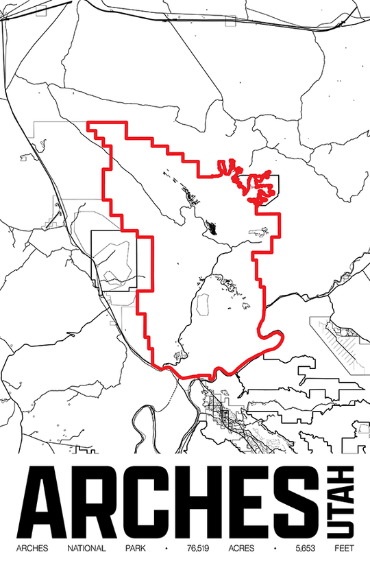 Arches National Park – Perimeter Map Print