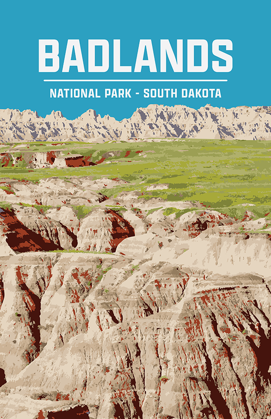 Badlands National Park Print | Vintage Style