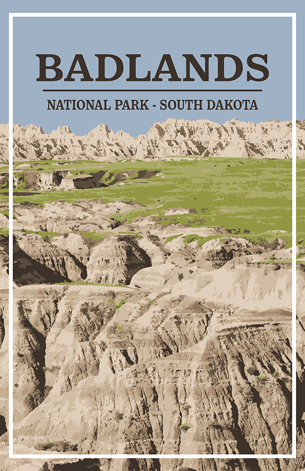 Badlands National Park Print | Vintage Style