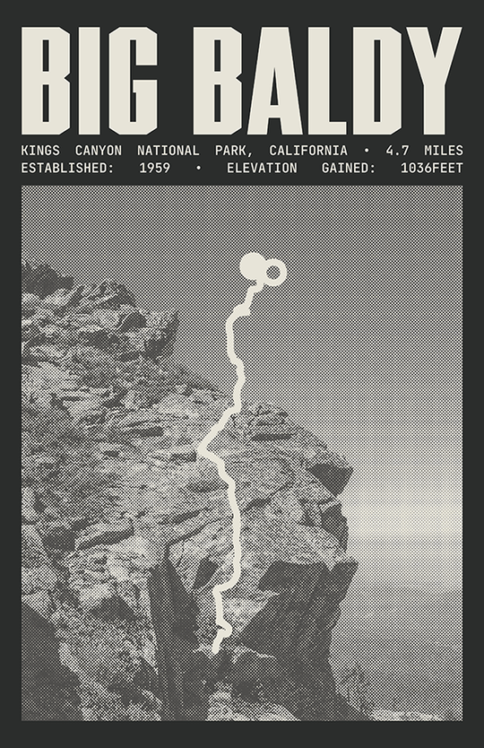 Big Baldy Ridge Trail Poster | Kings Canyon National Park Prints