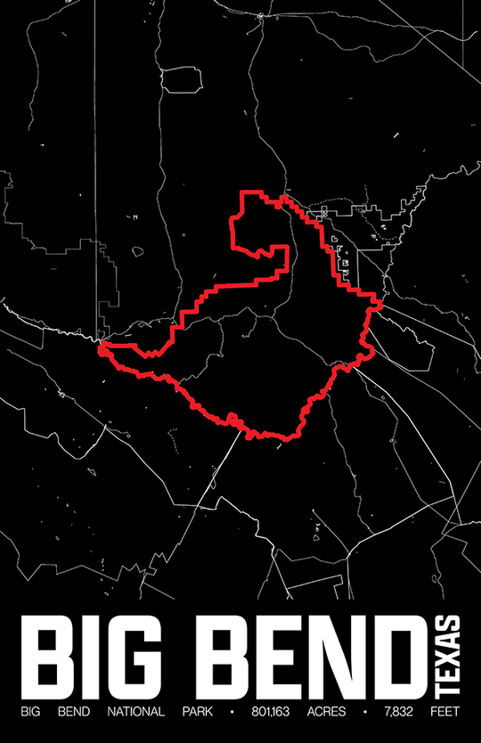 Big Bend National Park – Perimeter Map Print
