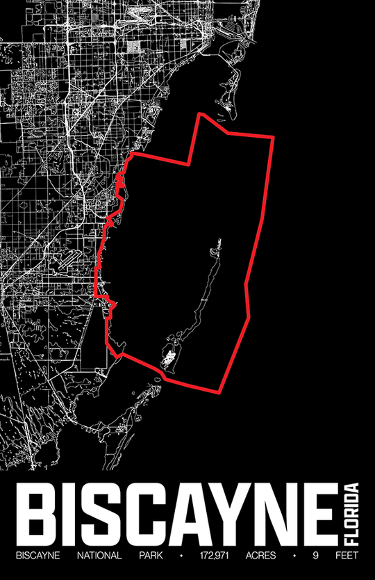 Biscayne National Park – Perimeter Map Print