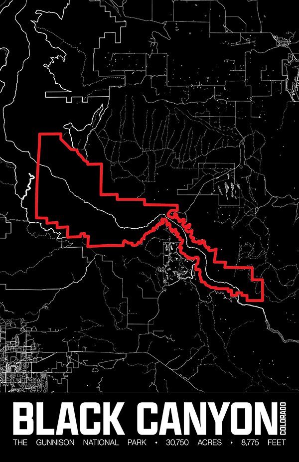 Black Canyon of the Gunnison National Park – Perimeter Map Print