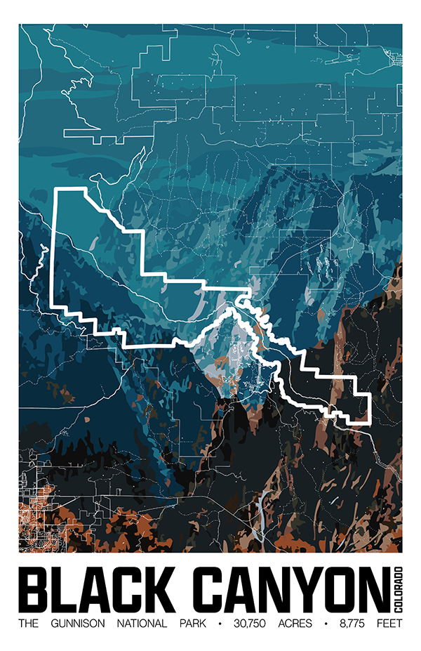 Black Canyon of the Gunnison National Park – Perimeter Map Print