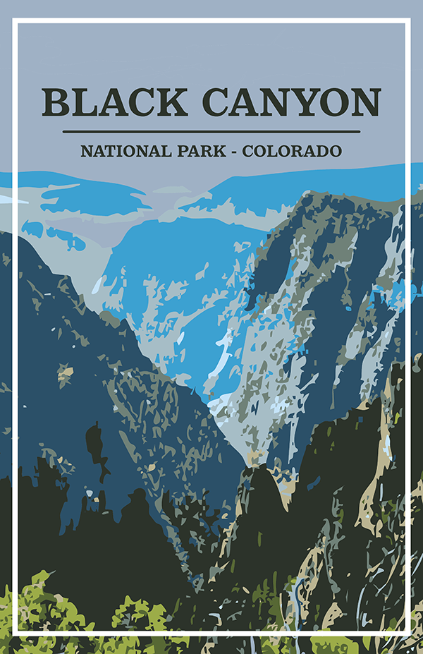 Black Canyon of the Gunnison National Park Print | Vintage Style