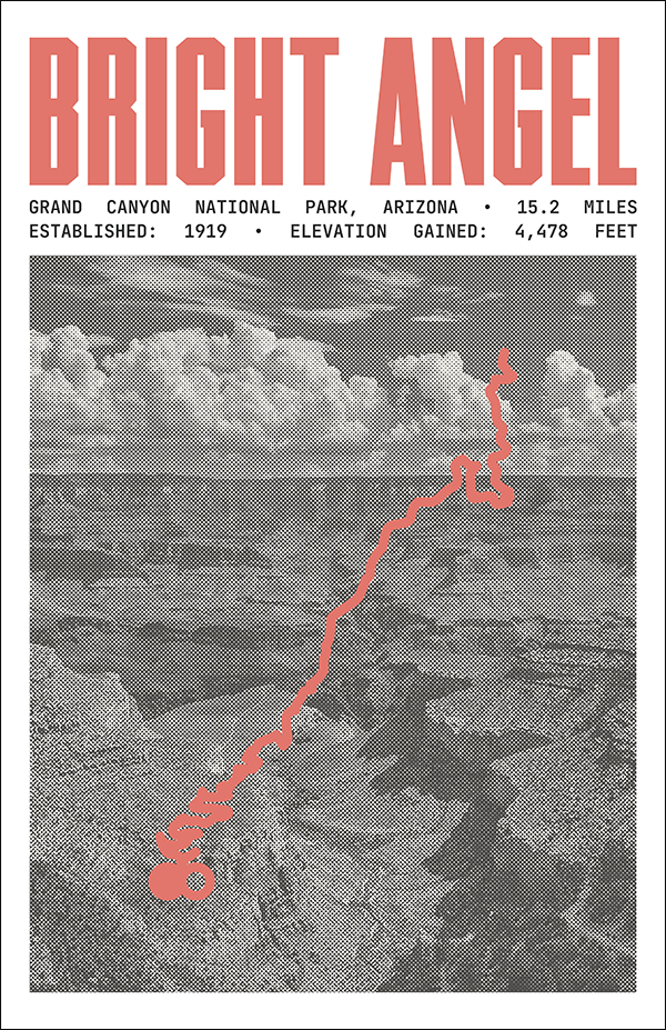 Bright Angel Trail Poster | Grand Canyon National Park Prints