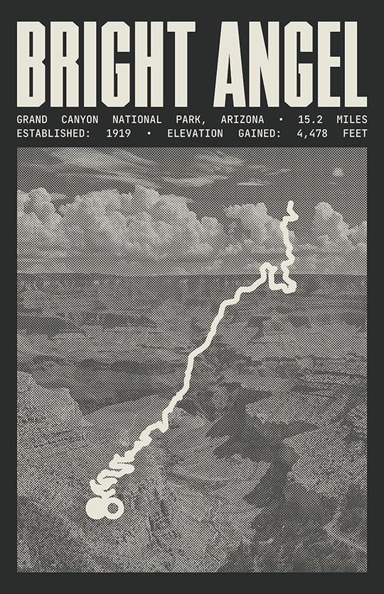 Bright Angel Trail Poster | Grand Canyon National Park Prints