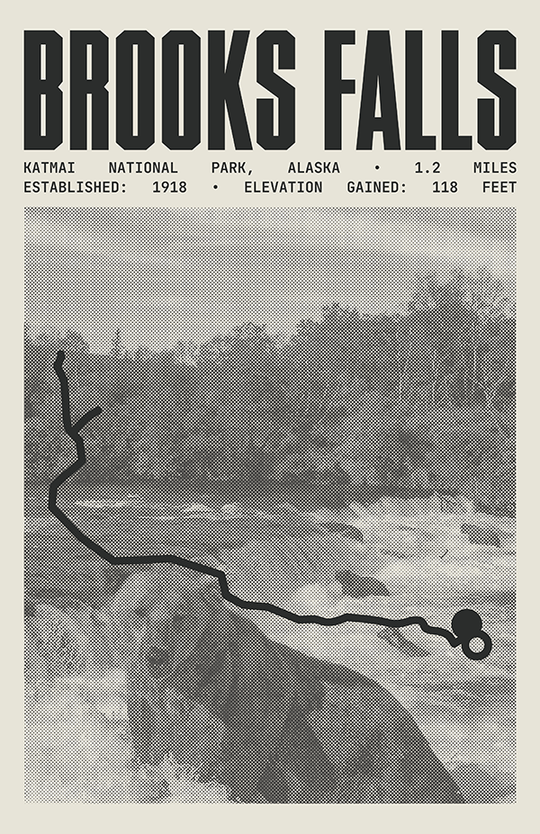 Brooks Falls Trail Poster | Katmai National Park Prints