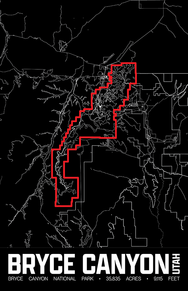 Bryce Canyon National Park – Perimeter Map Print