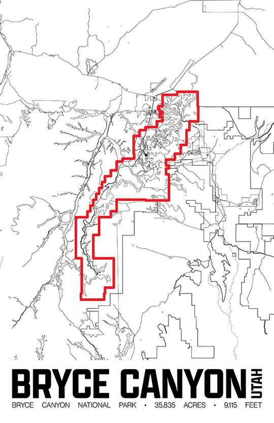 Bryce Canyon National Park – Perimeter Map Print