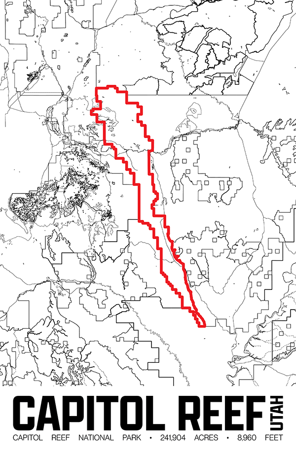 Capitol Reef National Park – Perimeter Map Print