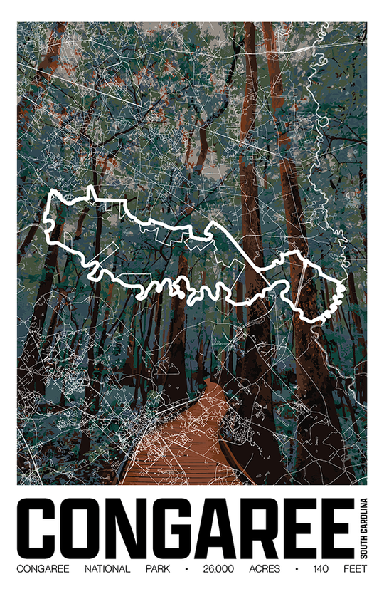Congaree National Park – Perimeter Map Print