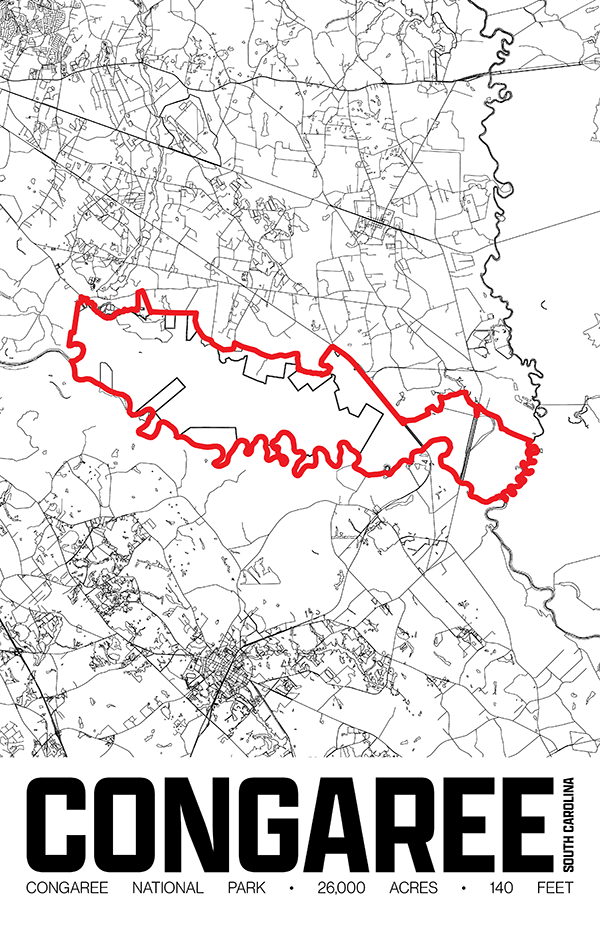 Congaree National Park – Perimeter Map Print