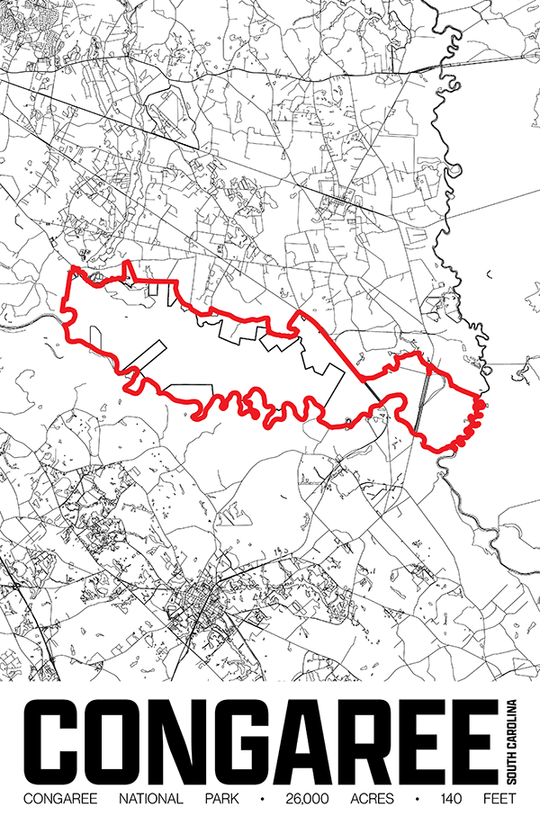 Congaree National Park – Perimeter Map Print