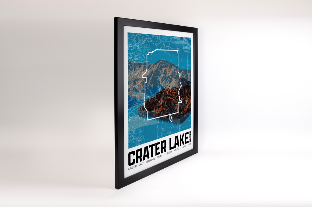 Crater Lake National Park – Perimeter Map Print