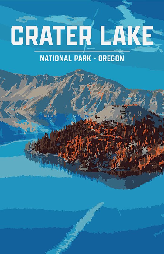 Crater Lake National Park Print | Vintage Style