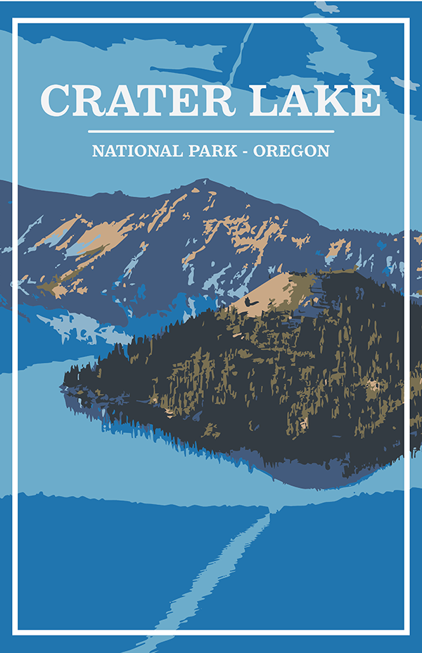 Crater Lake National Park Print | Vintage Style
