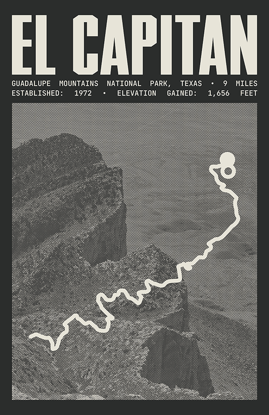 El Capitan Trail Poster | Guadalupe Mountains National Park Prints