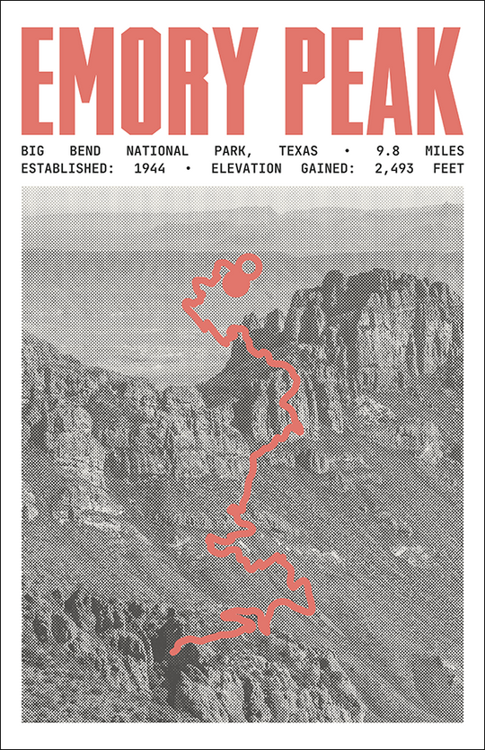 Emory Peak Trail Poster | Big Bend National Park Prints