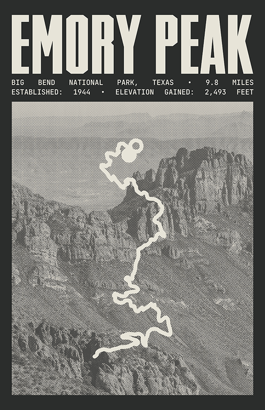 Emory Peak Trail Poster | Big Bend National Park Prints