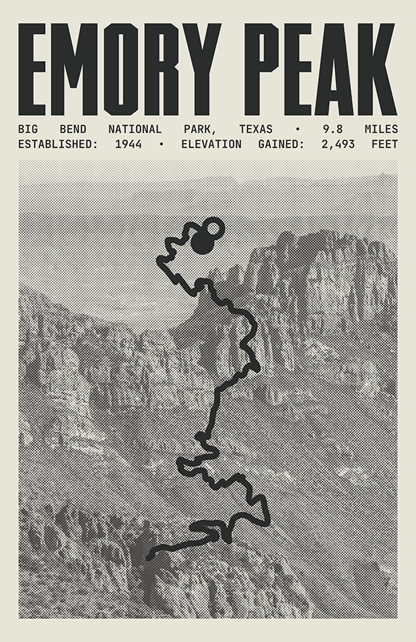 Emory Peak Trail Poster | Big Bend National Park Prints