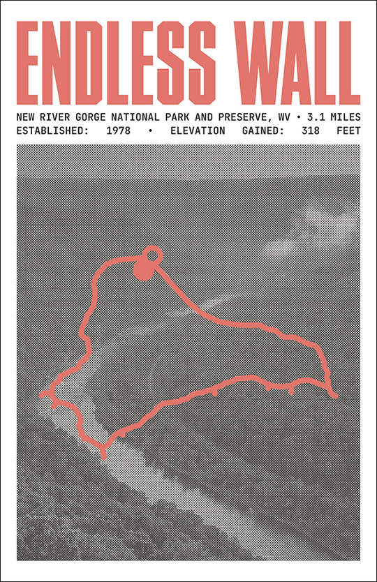 Endless Wall Trail Poster | New River Gorge National Park and Preserve Prints