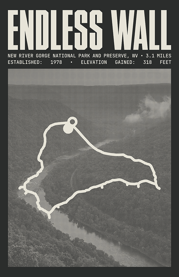 Endless Wall Trail Poster | New River Gorge National Park and Preserve Prints