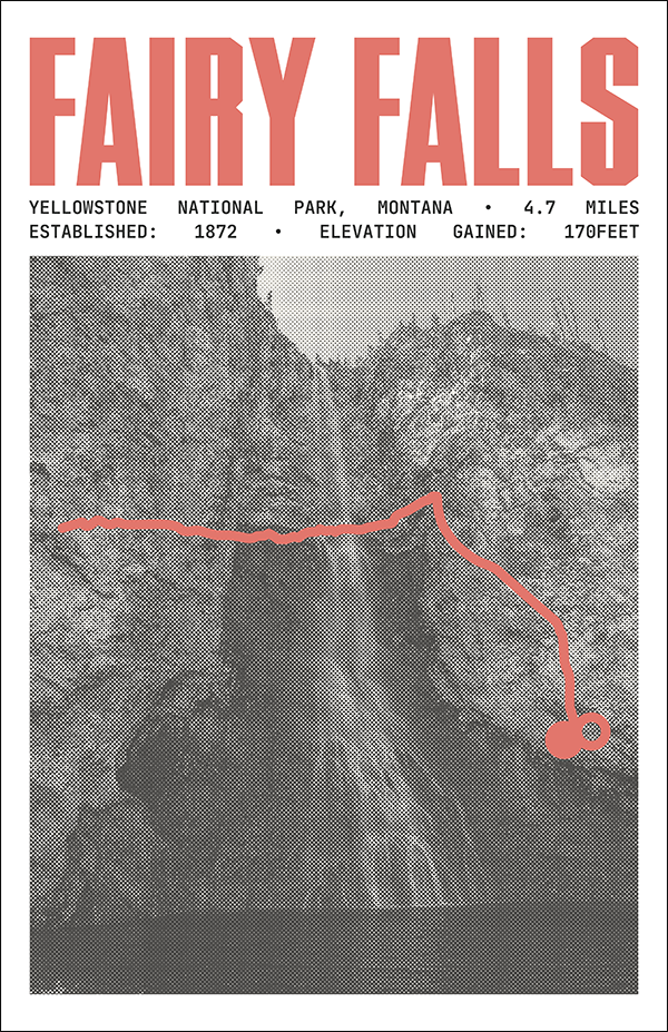 Fairy Falls Trail Poster | Yellowstone National Park Prints