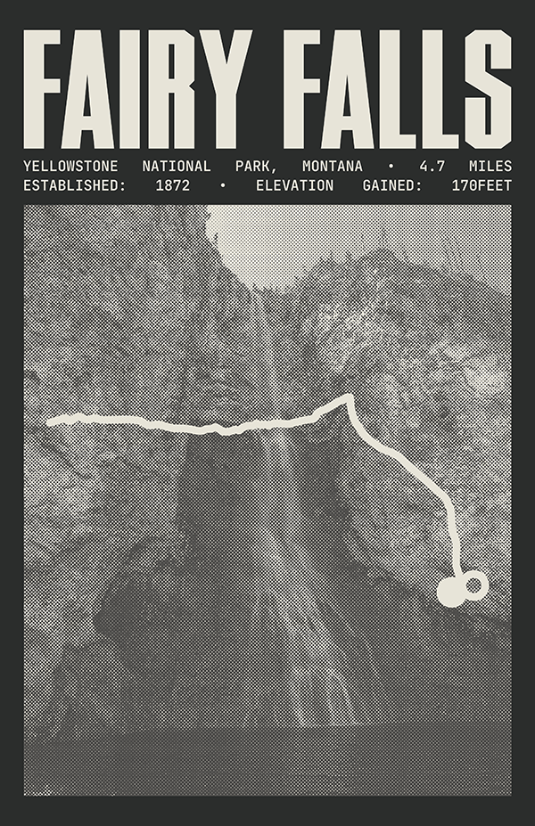 Fairy Falls Trail Poster | Yellowstone National Park Prints