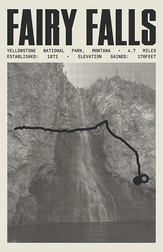 Fairy Falls Trail Poster | Yellowstone National Park Prints