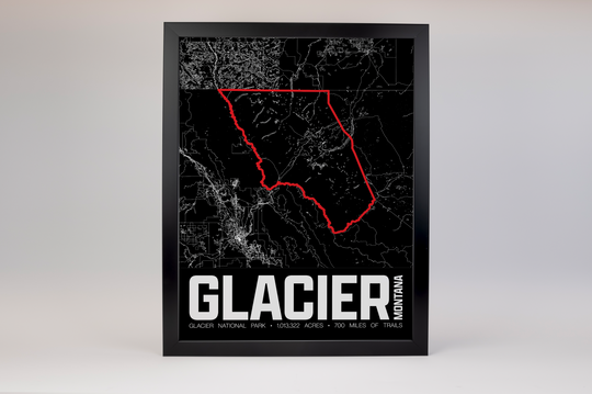 Glacier National Park – Perimeter Map Print