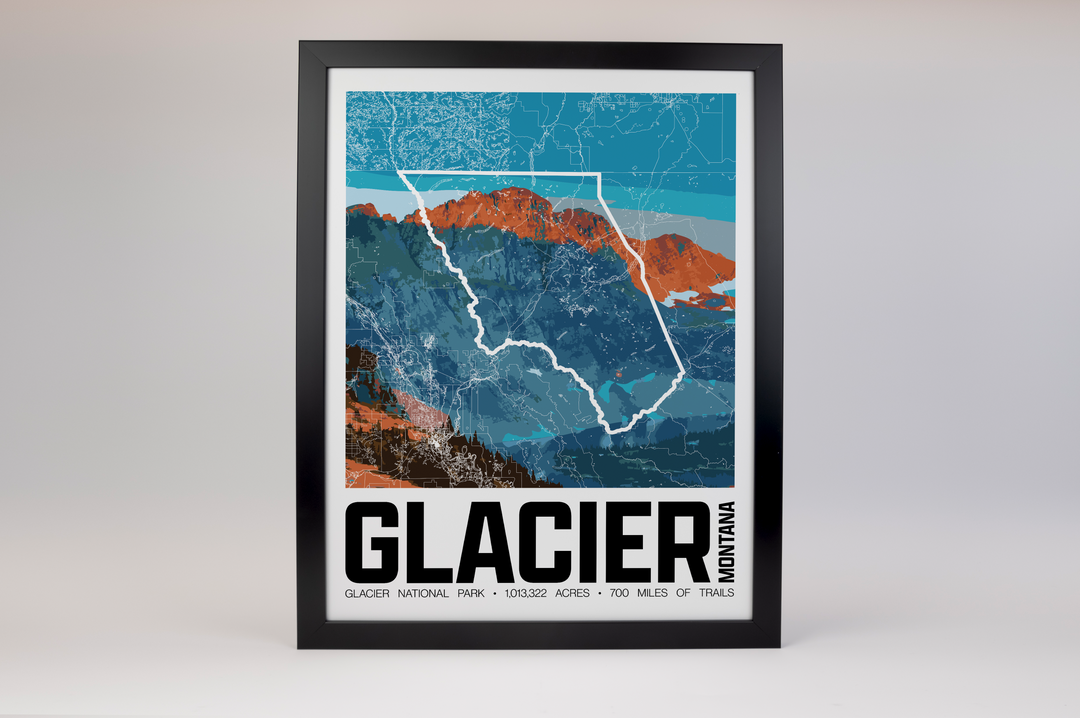 Glacier National Park – Perimeter Map Print