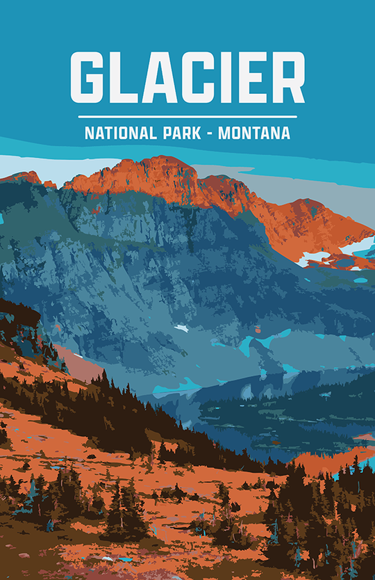Glacier National Park Print | Vintage Style