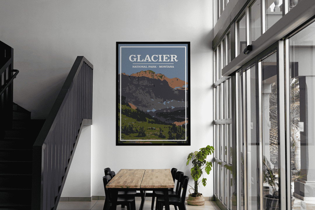 Glacier National Park Print | Vintage Style