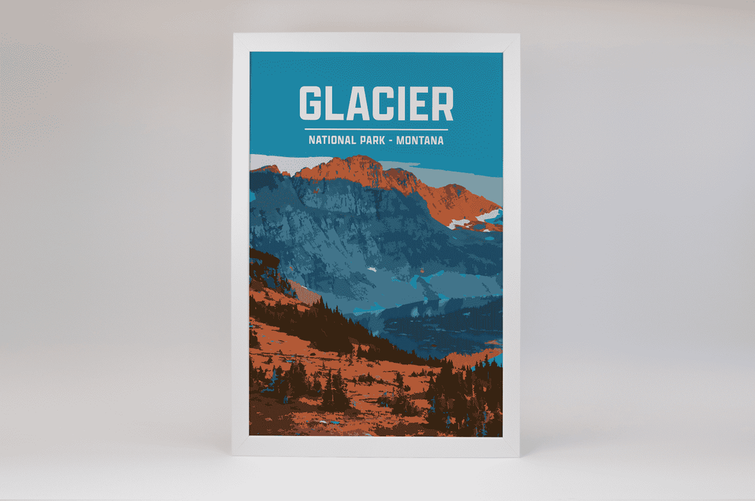 Glacier National Park Print | Vintage Style