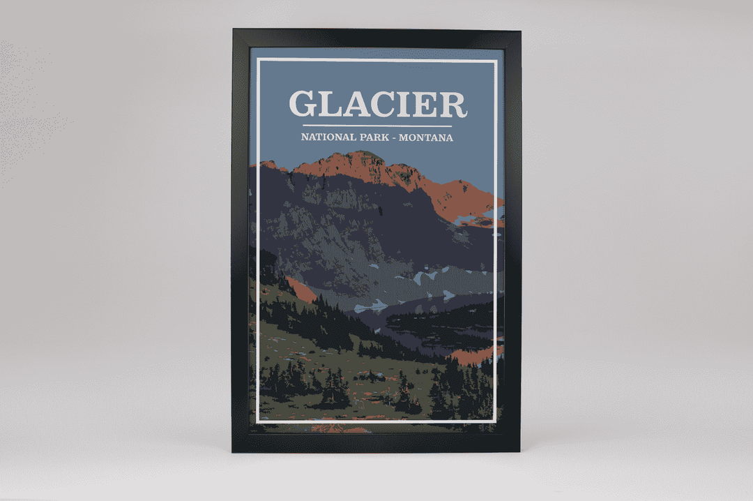 Glacier National Park Print | Vintage Style