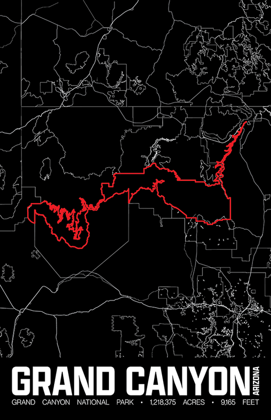 Grand Canyon National Park – Perimeter Map Print