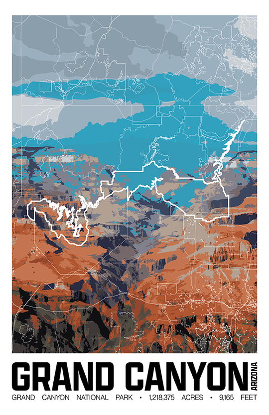 Grand Canyon National Park – Perimeter Map Print