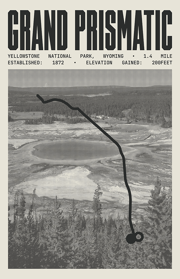 Grand Prismatic Hot Spring Overlook Trail Poster | Yellowstone National Park Prints