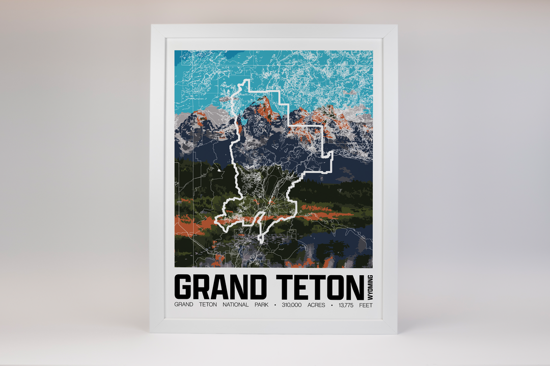 Grand Teton National Park – Perimeter Map Print