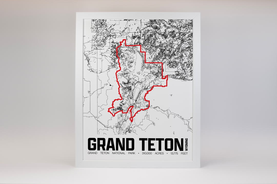 Grand Teton National Park – Perimeter Map Print