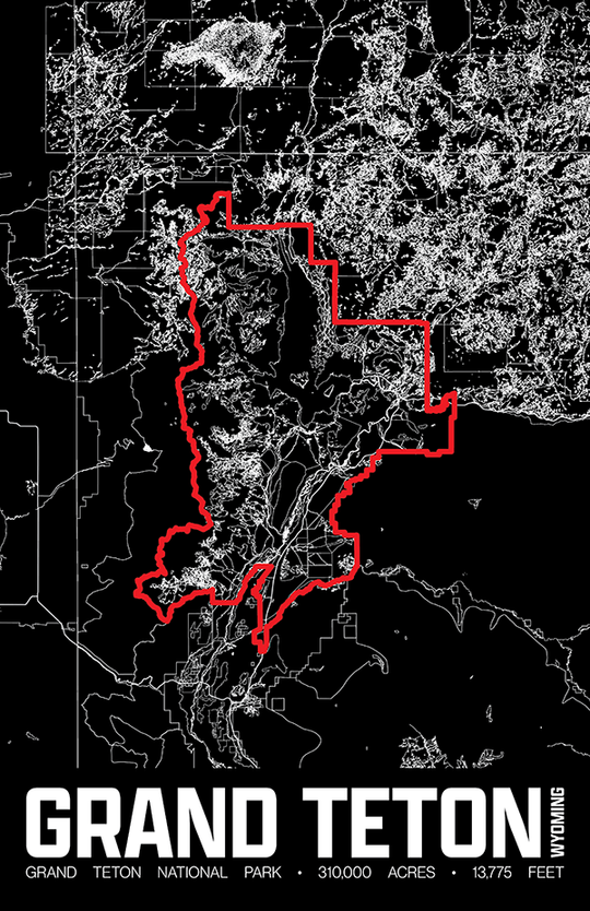 Grand Teton National Park – Perimeter Map Print