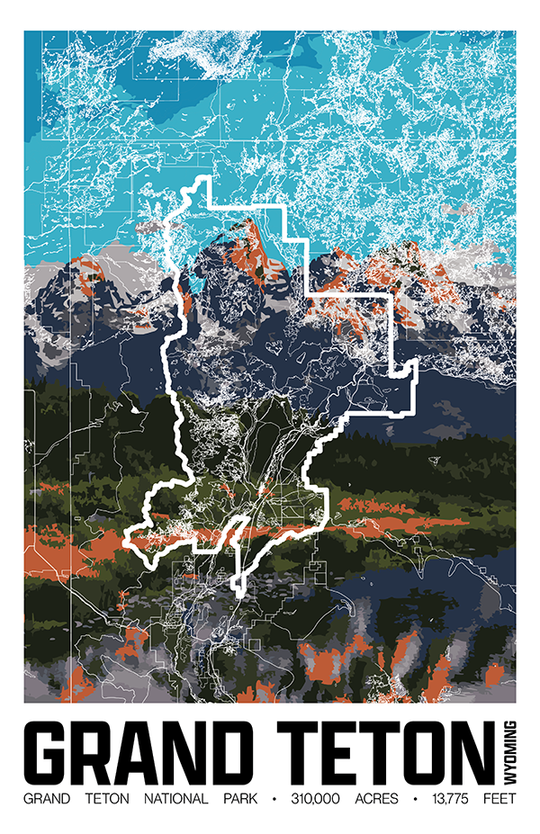 Grand Teton National Park – Perimeter Map Print