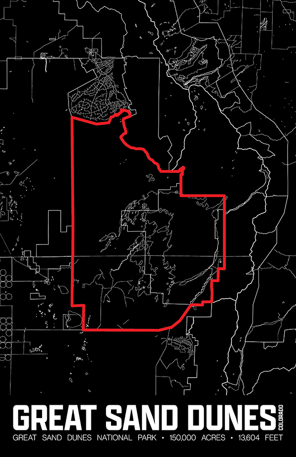 Great Sand Dunes National Park – Perimeter Map Print