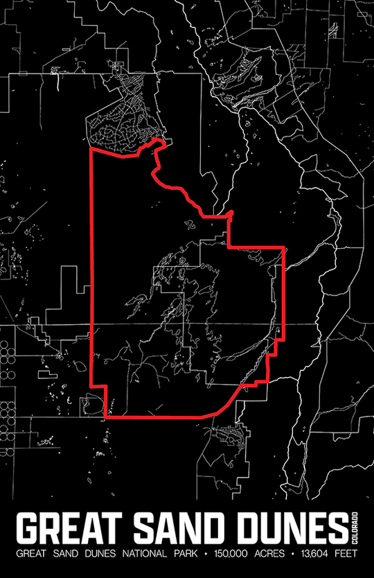 Great Sand Dunes National Park – Perimeter Map Print